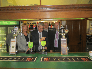 Belinda Sutton (Elgood’s MD), Steve Barclay MP, Alan Pateman (Elgood’s Head Brewer) and Paul Hegarty (All-Party Parliamentary Beer Group), pictured in the Strangers’ Bar at the House of Commons 